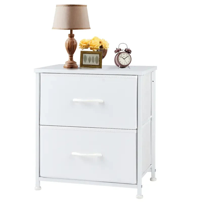 Two Drawer Fabric Nightstand