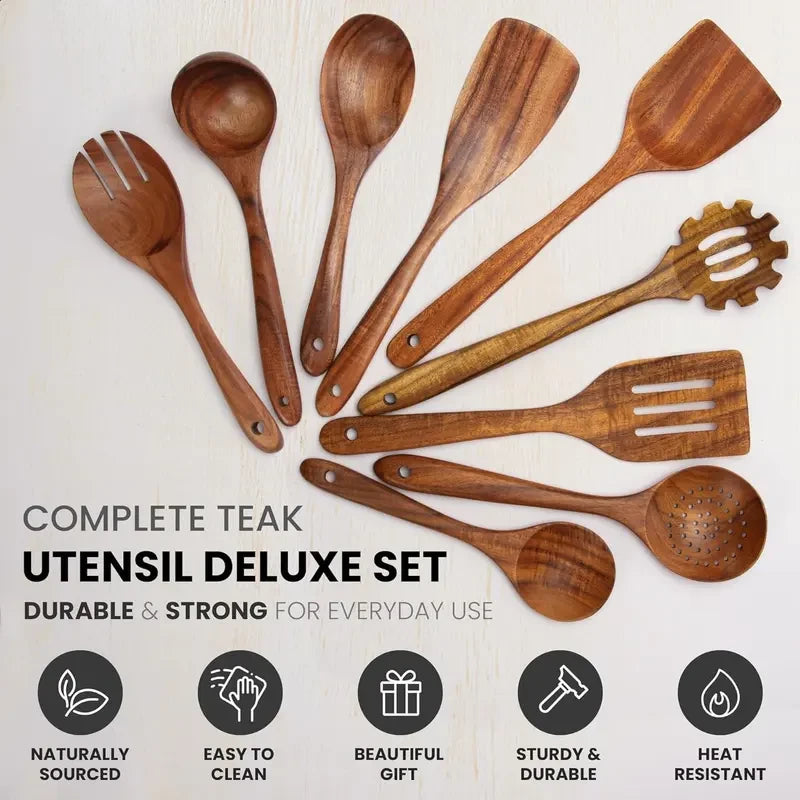 Teak Wood Cooking Utensil Set