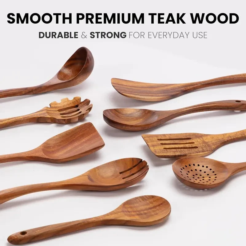 Teak Wood Cooking Utensil Set