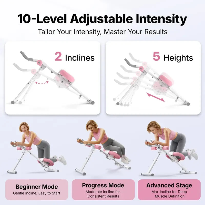 Adjustable Ab Trainer Machine with LCD Monitor, 10-level adjustable resistance, Foldable Ab Exercise Machine for abs, Arm, Leg, Buttocks Shaper, Core &amp; Ab Trainer at Home Gym for Women Summervibes