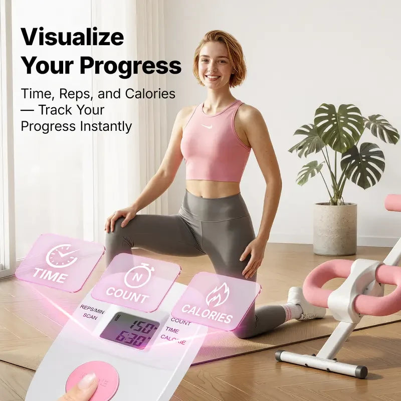 Adjustable Ab Trainer Machine with LCD Monitor, 10-level adjustable resistance, Foldable Ab Exercise Machine for abs, Arm, Leg, Buttocks Shaper, Core &amp; Ab Trainer at Home Gym for Women Summervibes