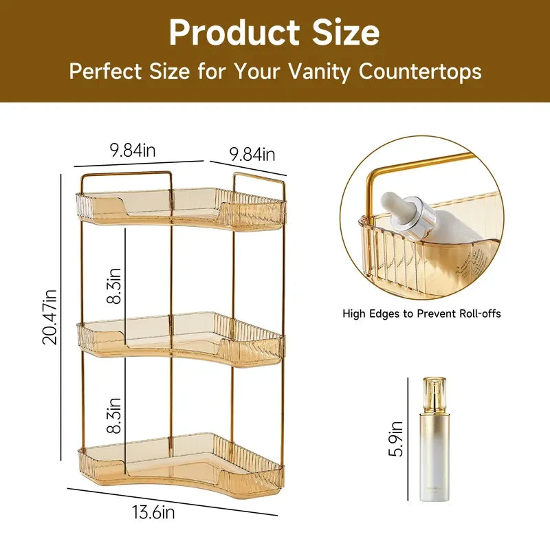 Clear Tiered Corner Vanity Organizer
