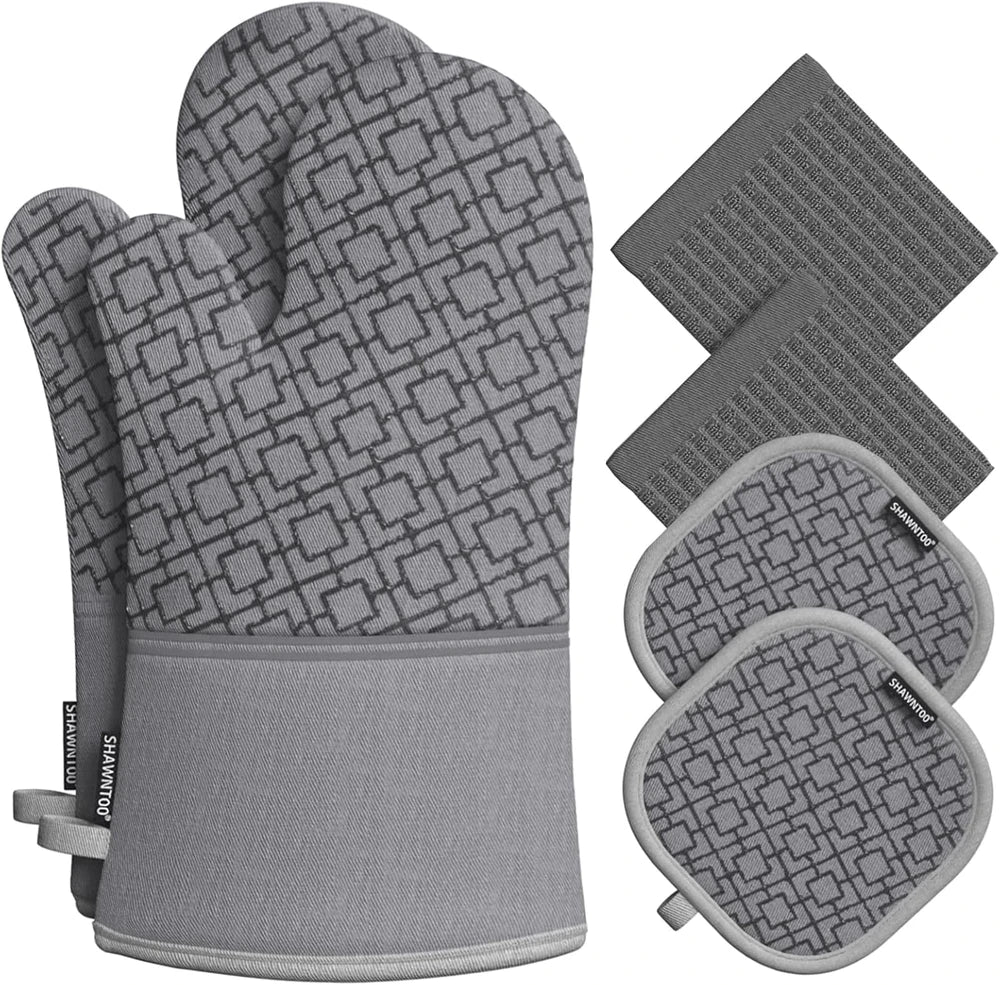 Heat Resistant Kitchen Glove and Potholder Set