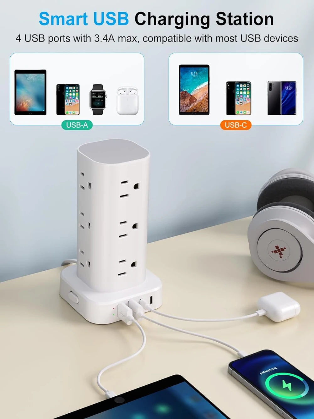 Multiport Surge Protector Tower