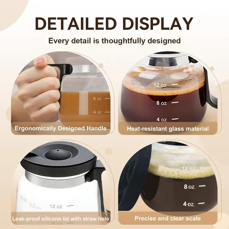 Glass Coffee Pot Mug with Lid